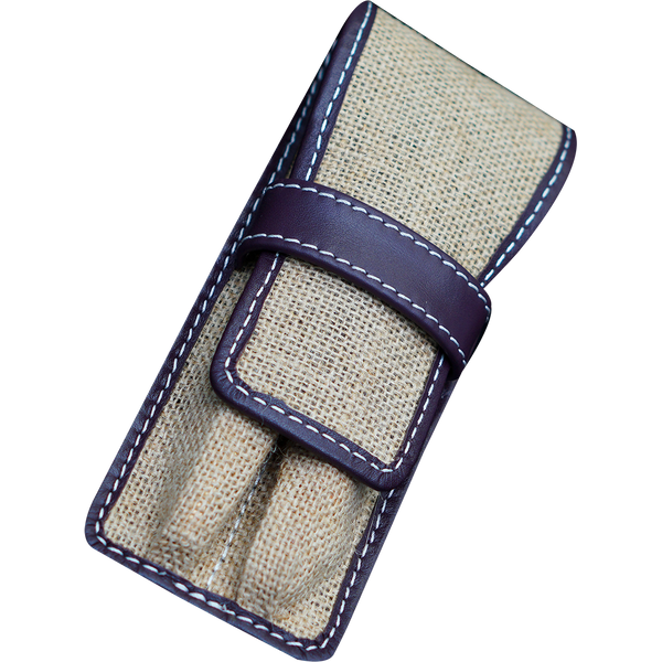 Pen Boutique Yak Leather 2 Pen Jute Cover - Purple-Pen Boutique Ltd
