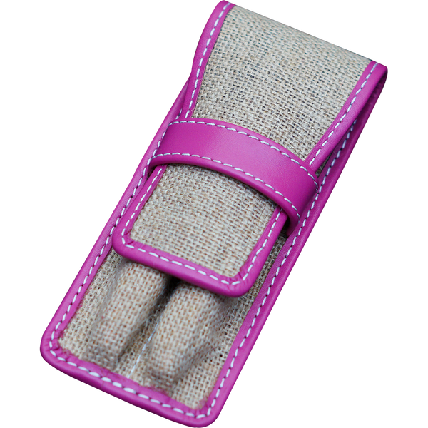 Pen Boutique Yak Leather 2 Pen Jute Cover - Pink-Pen Boutique Ltd