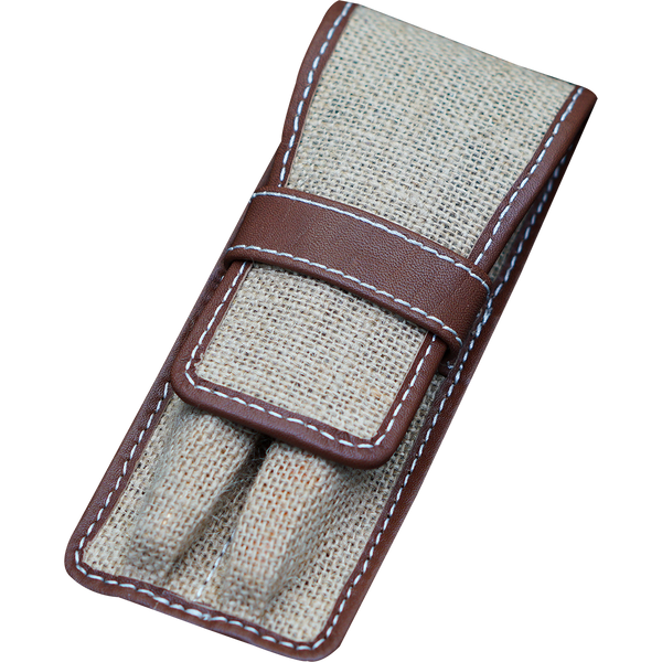 Pen Boutique Yak Leather 2 Pen Jute Cover - Tan/Brown-Pen Boutique Ltd