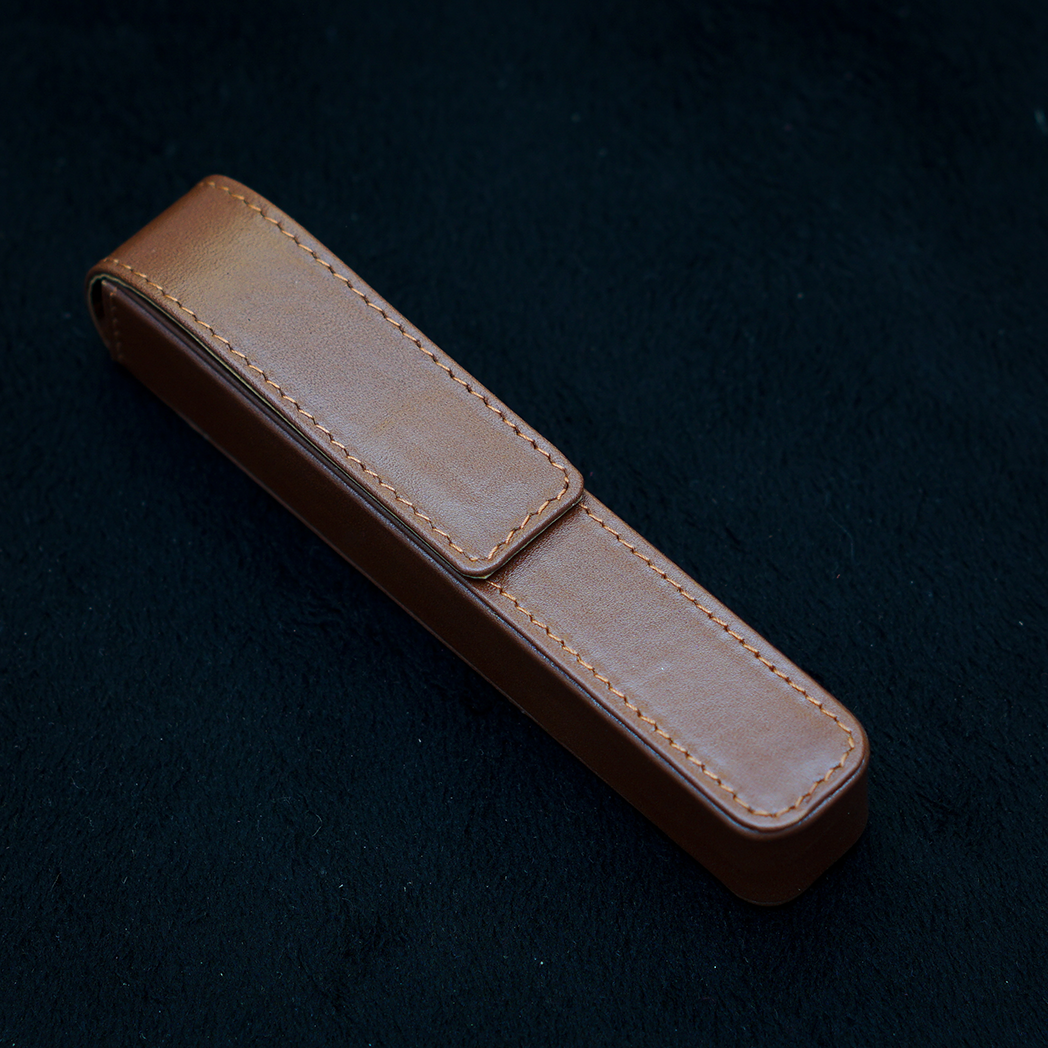 Pen Boutique Yak Leather Single Pen Box - Brown - Magnetic closure-Pen Boutique Ltd