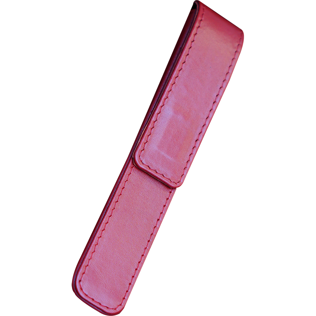 Pen Boutique Yak Leather Single Pen Box - Red - Magnetic closure-Pen Boutique Ltd