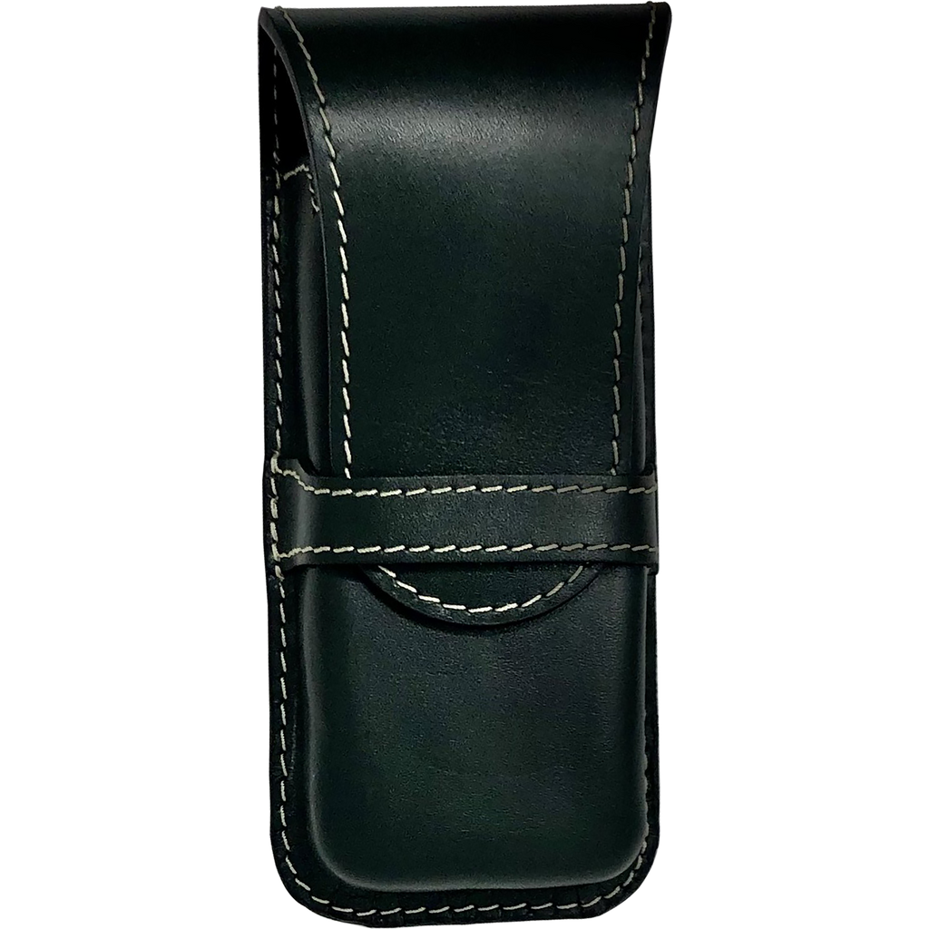 Yak Leather Triple Pen Holder - Green/black-Pen Boutique Ltd