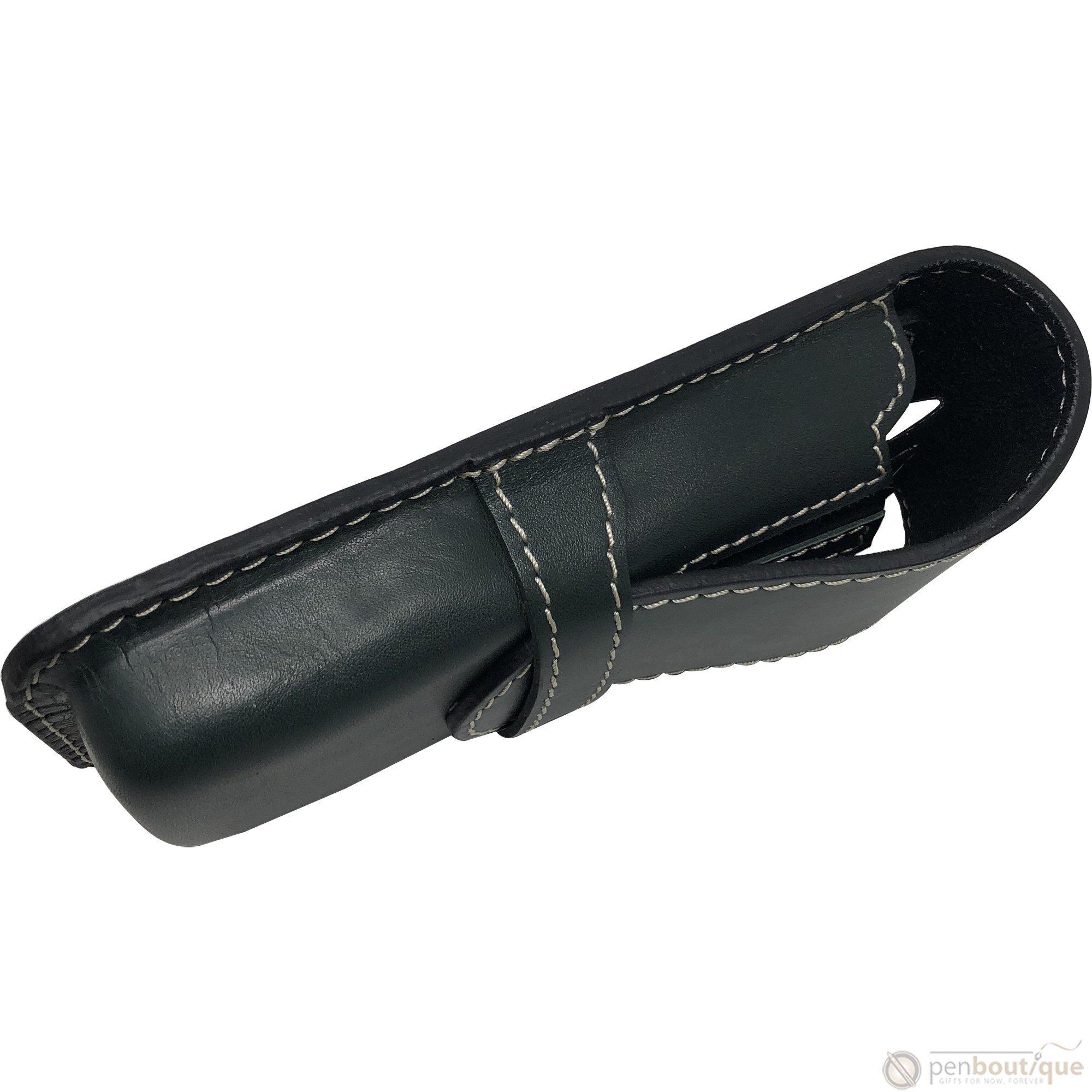 Yak Leather Triple Pen Holder - Green/black-Pen Boutique Ltd