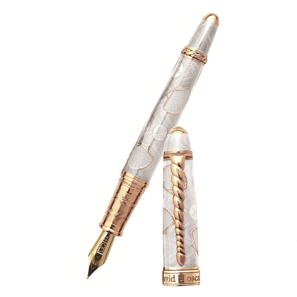 David Oscarson Seaside Fountain Pen - Limited Edition - White Sand/Rose Gold Vermeil-Pen Boutique Ltd