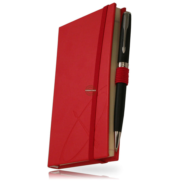 Parker Sonnet Matte Black CT Ballpoint/Red Notebook Gift Set-Pen Boutique Ltd