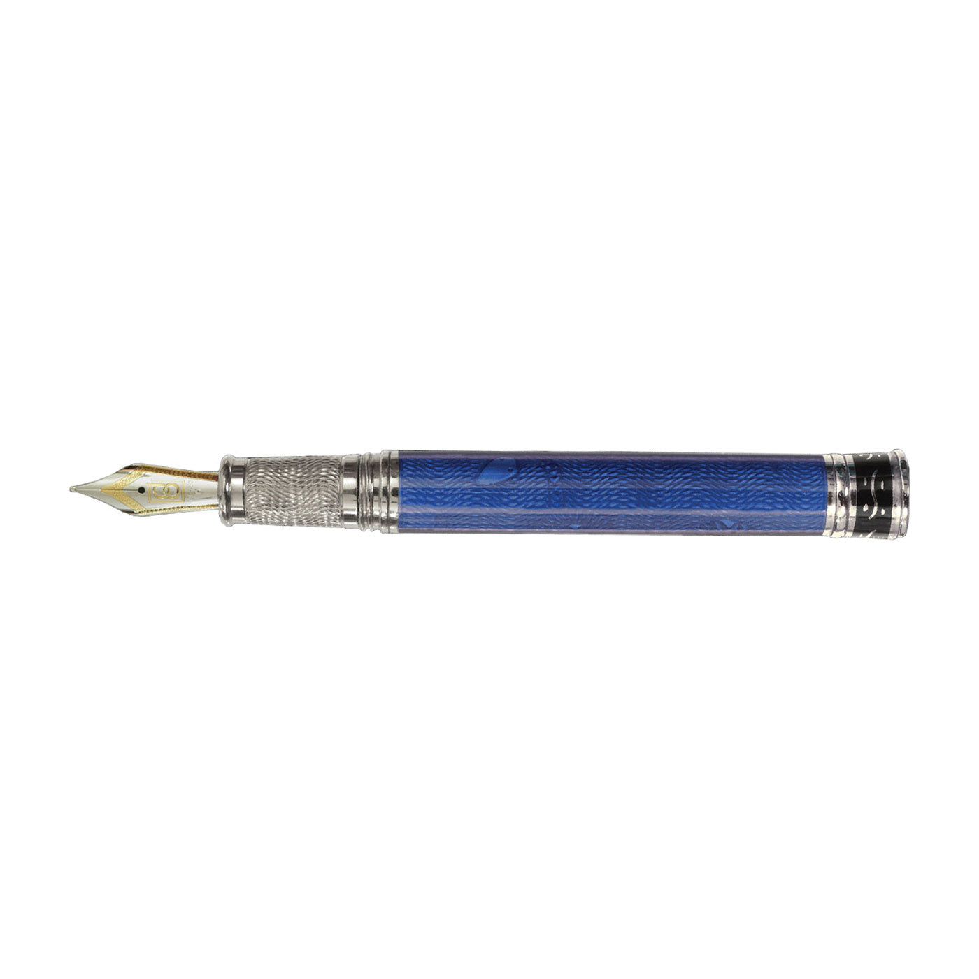 David Oscarson Black Water Snake Fountain Pen - Translucent Royal Blue and Opaque Black Hard Enamel-Pen Boutique Ltd