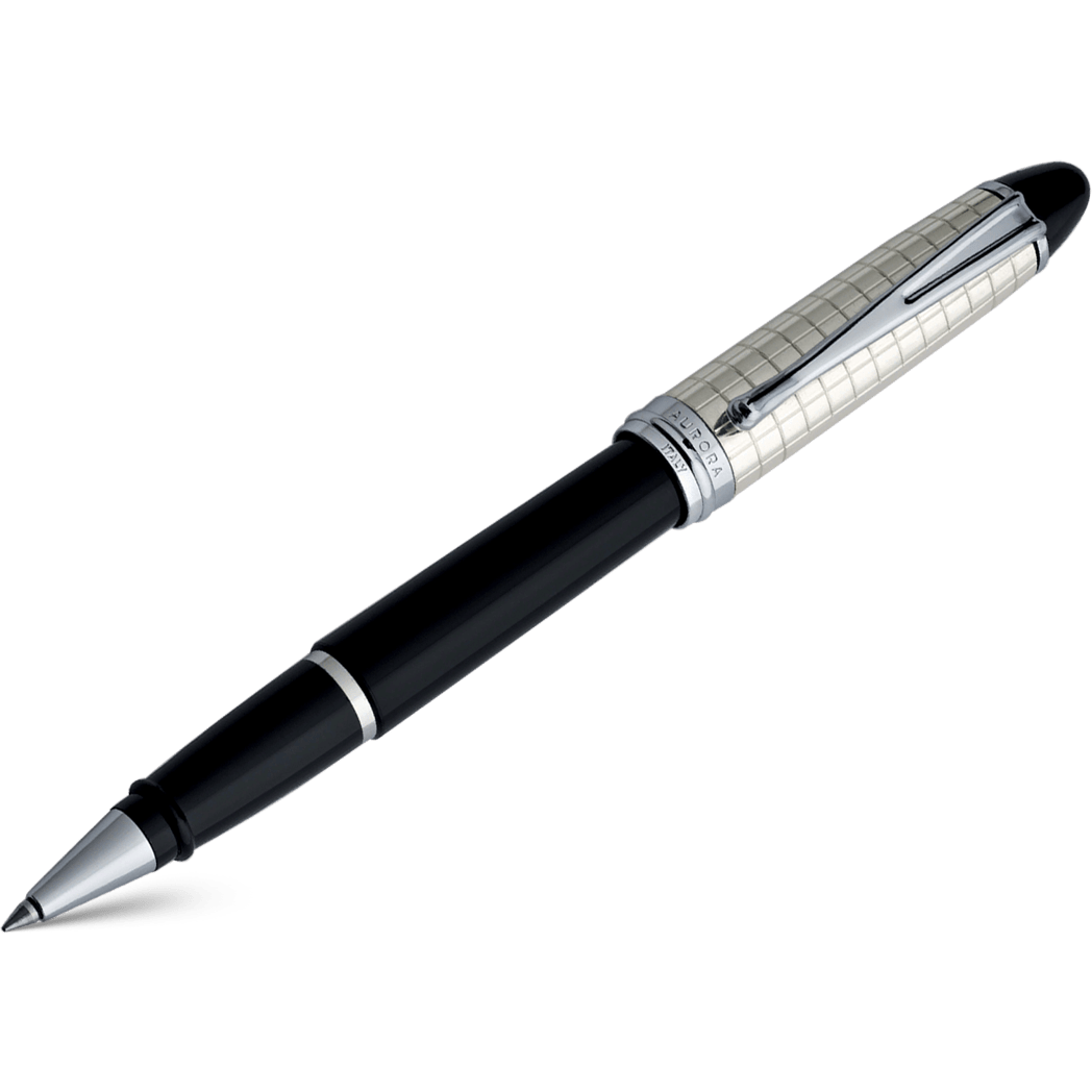 Aurora Ipsilon Rollerball Pen - Black (Quadra Pattern)-Pen Boutique Ltd