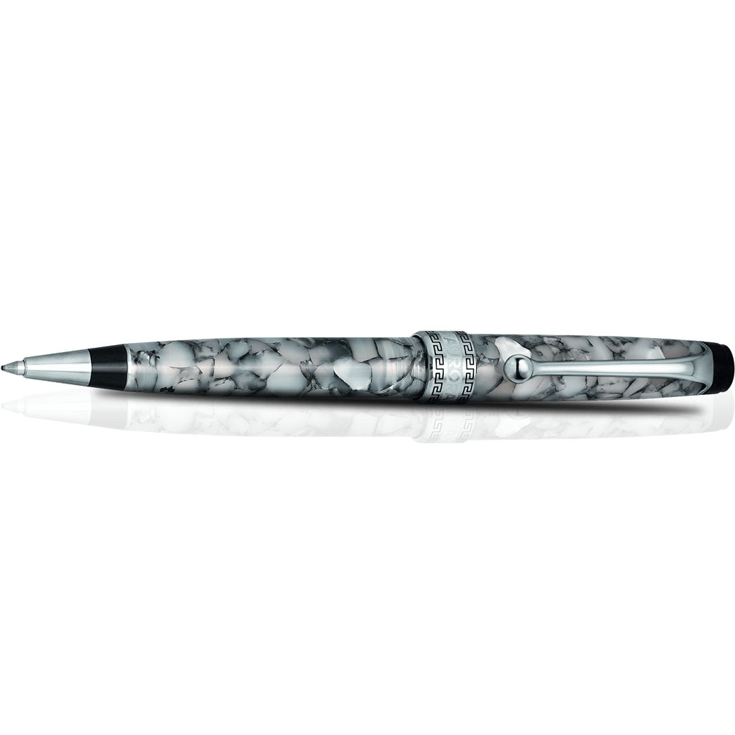 Aurora Optima Auroloide Ballpoint Pen - Nero Perla - Silver Trim-Pen Boutique Ltd