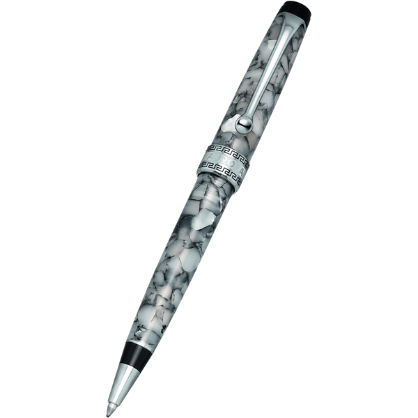 Aurora Optima Auroloide Ballpoint Pen - Nero Perla - Silver Trim-Pen Boutique Ltd