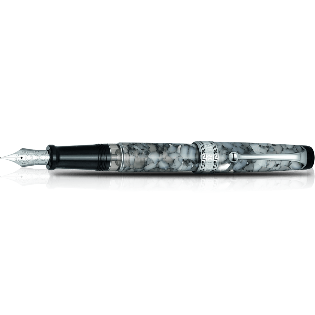 Aurora Optima Auroloide Fountain Pen - Nero Perla - Silver Trim-Pen Boutique Ltd