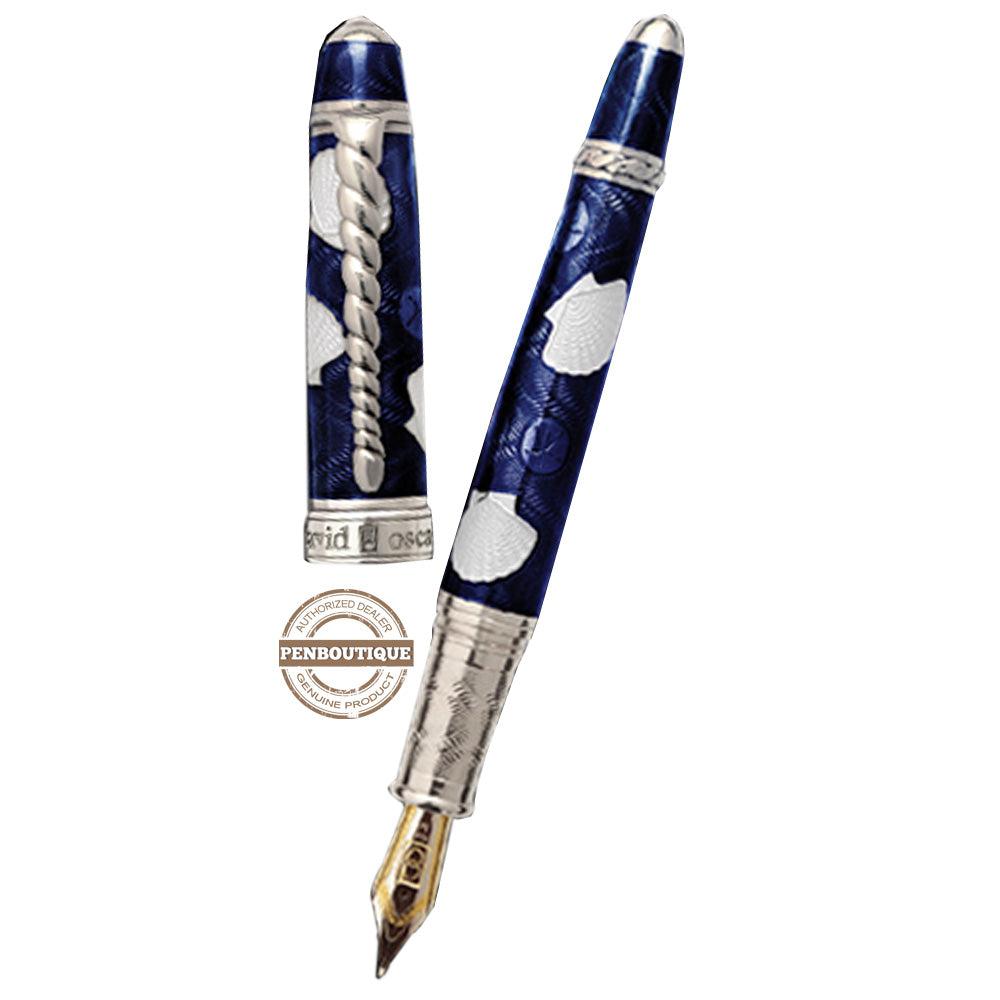 David Oscarson Seaside Fountain Pen - Limited Edition - Ocean Blue/White-Pen Boutique Ltd