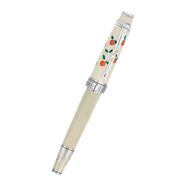 David Oscarson Tree of Life Rollerball Pen - White with Orange and Green-Pen Boutique Ltd