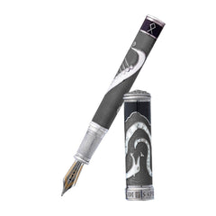 David Oscarson Valhalla Fountain Pen - Black White and Gray Hard Enamel-Pen Boutique Ltd