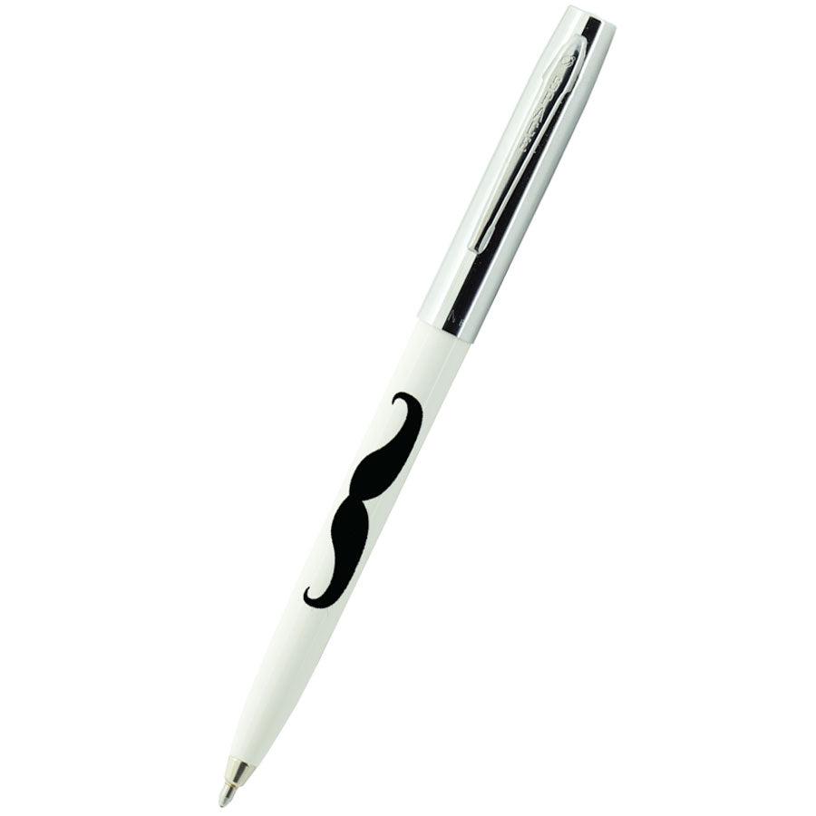 Fisher Space Pen White with Mustache Cap-o-Matic Pen-Pen Boutique Ltd