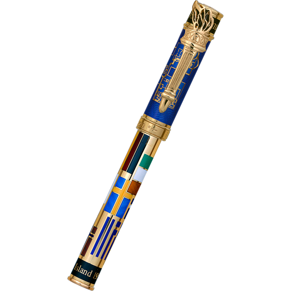David Oscarson Ellis Island Rollerball Pen - Sapphire Blue-Pen Boutique Ltd