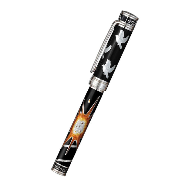 David Oscarson Alfred Bernhard Nobel Rollerball Pen - Black Silver w/ Black Barrel-Pen Boutique Ltd