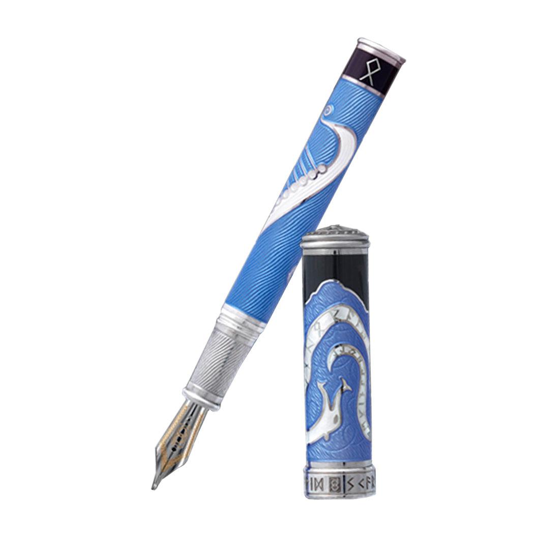 David Oscarson Valhalla Fountain Pen - Odin - Black White and Blue-Pen Boutique Ltd