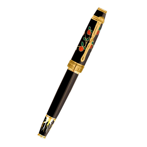David Oscarson Tree of Life Rollerball Pen - Black with Orange and Green-Pen Boutique Ltd