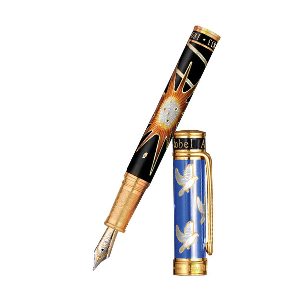 David Oscarson Alfred Bernhard Nobel Fountain Pen - Blue Gold w/ Black Barrel-Pen Boutique Ltd
