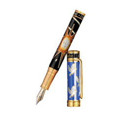 David Oscarson Alfred Bernhard Nobel Fountain Pen - Blue Gold w/ Black Barrel-Pen Boutique Ltd