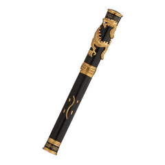 David Oscarson Black Water Dragon Rollerball Pen - Opaque Onyx Black Hard Enamel with Gold Vermeil-Pen Boutique Ltd