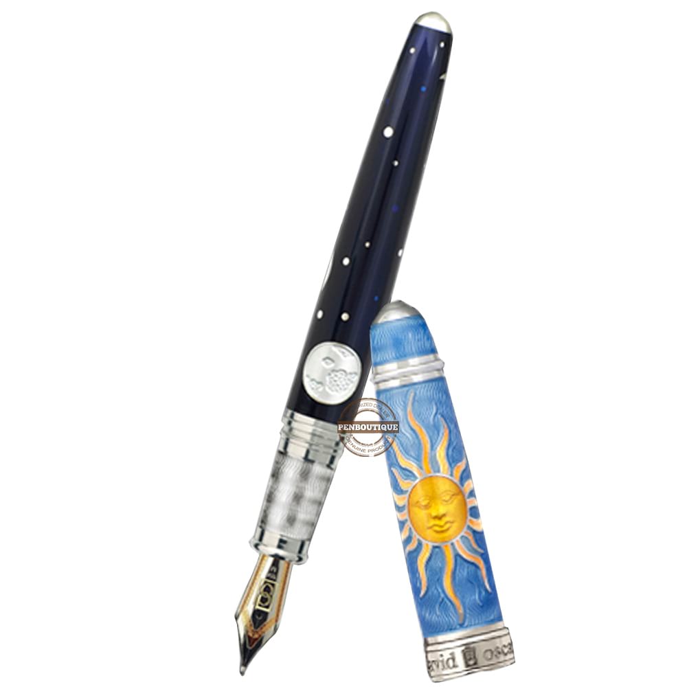 David Oscarson Celestial Fountain Pen - Limited Edition - Azure Blue Golden Yellow-Pen Boutique Ltd