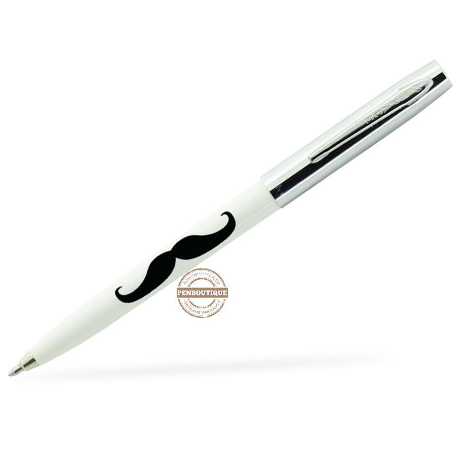 Fisher Space Pen White with Mustache Cap-o-Matic Pen-Pen Boutique Ltd