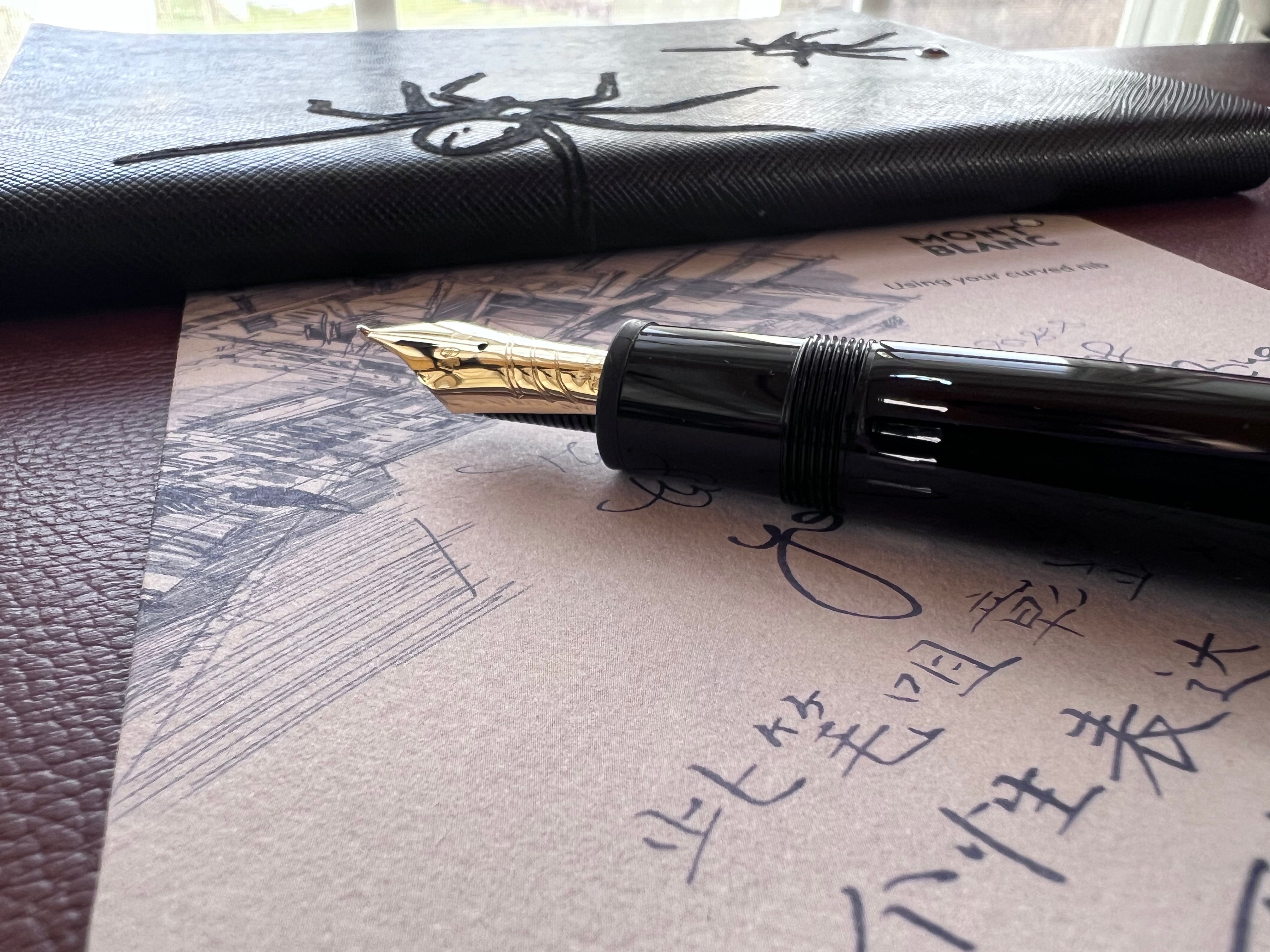 Montblanc Meisterstuck Calligraphy Fountain Pen - 149 Black - Curved Nib-Pen Boutique Ltd