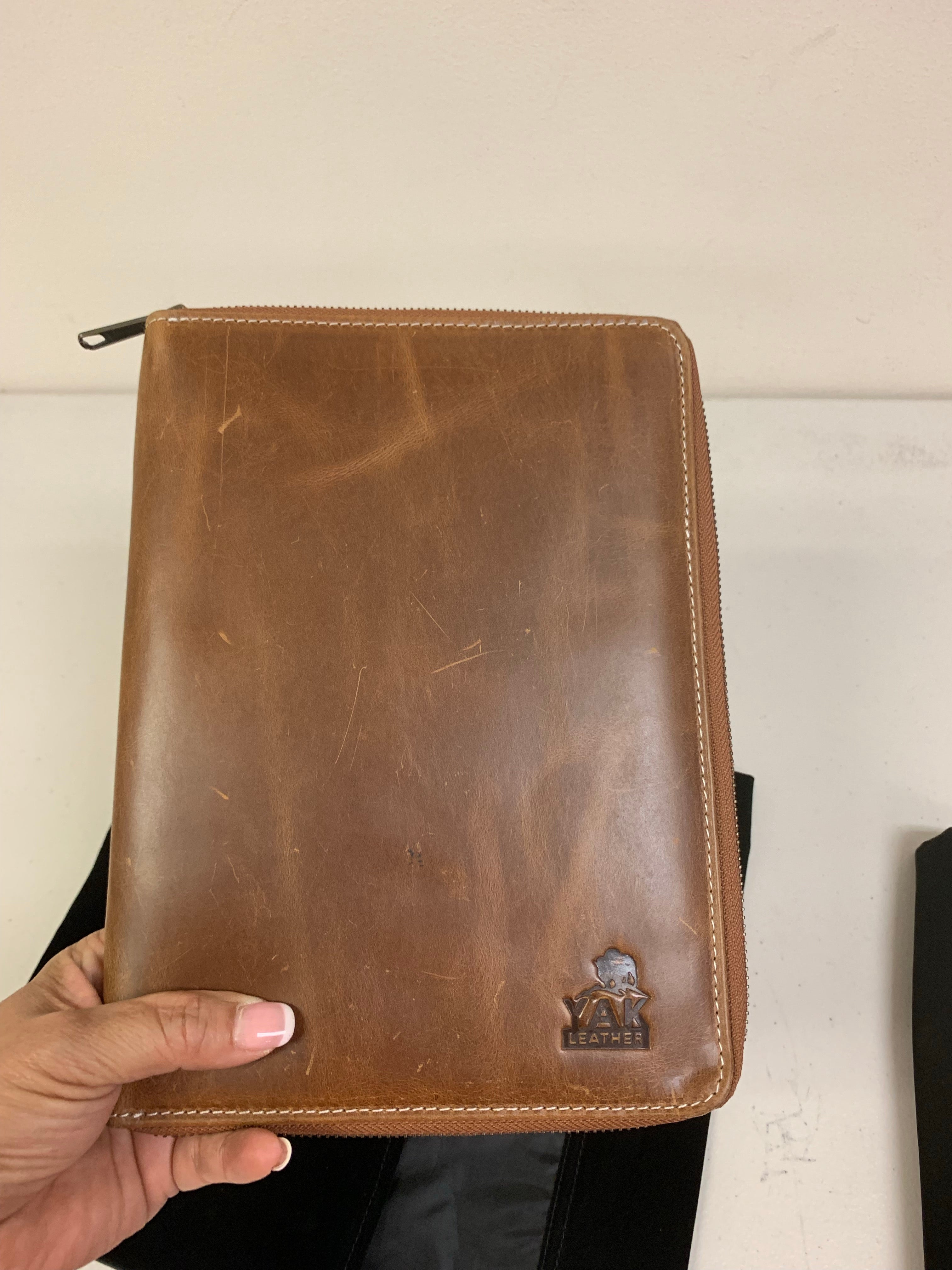 Pen Boutique Yak Leather A5 Zipped Folio - Crazy Horse-Tan-Pen Boutique Ltd