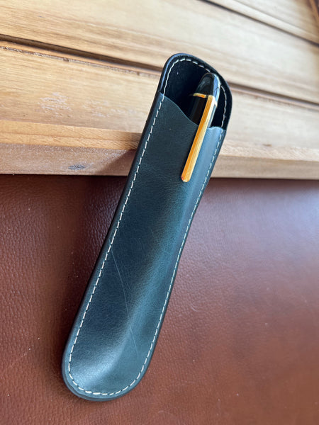 Pen Boutique Yak Leather Single Pen Sleeve - Dark Teal-Pen Boutique Ltd