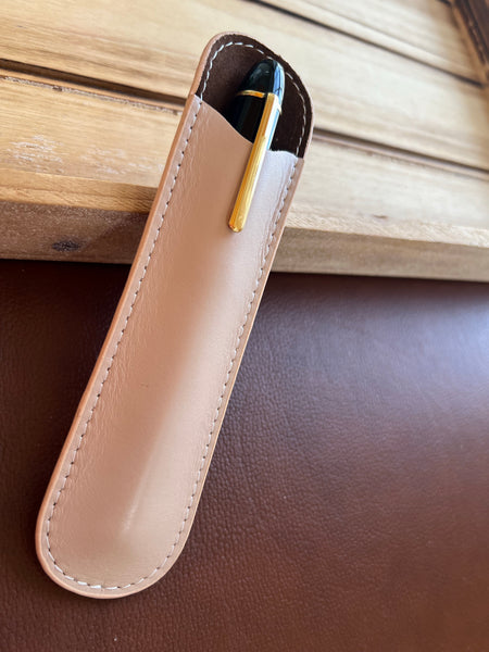Pen Boutique Yak Leather Single Pen Sleeve - Nude-Pen Boutique Ltd