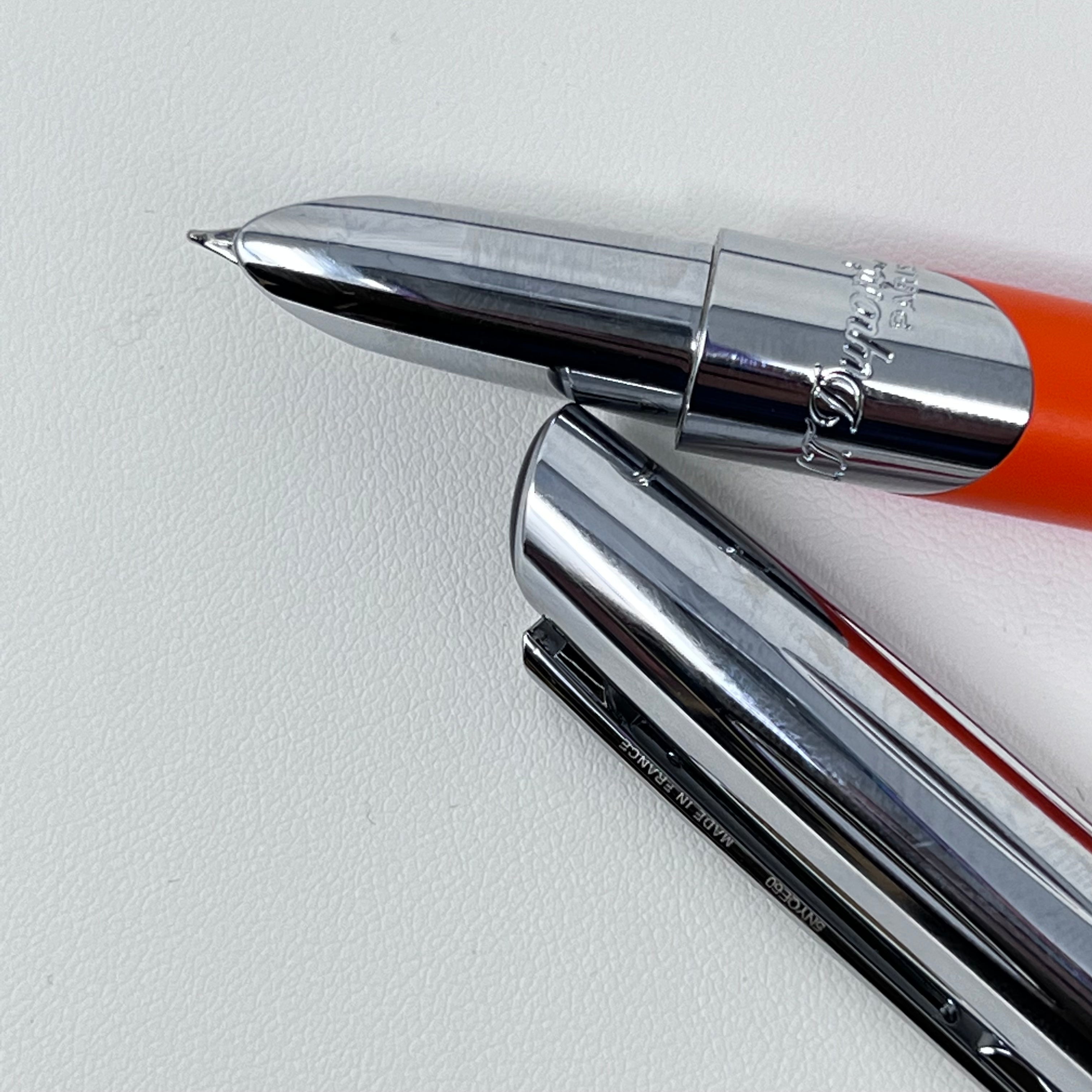 ST Dupont Defi Millennium Silver/Matte Orange Fountain Pen-Pen Boutique Ltd