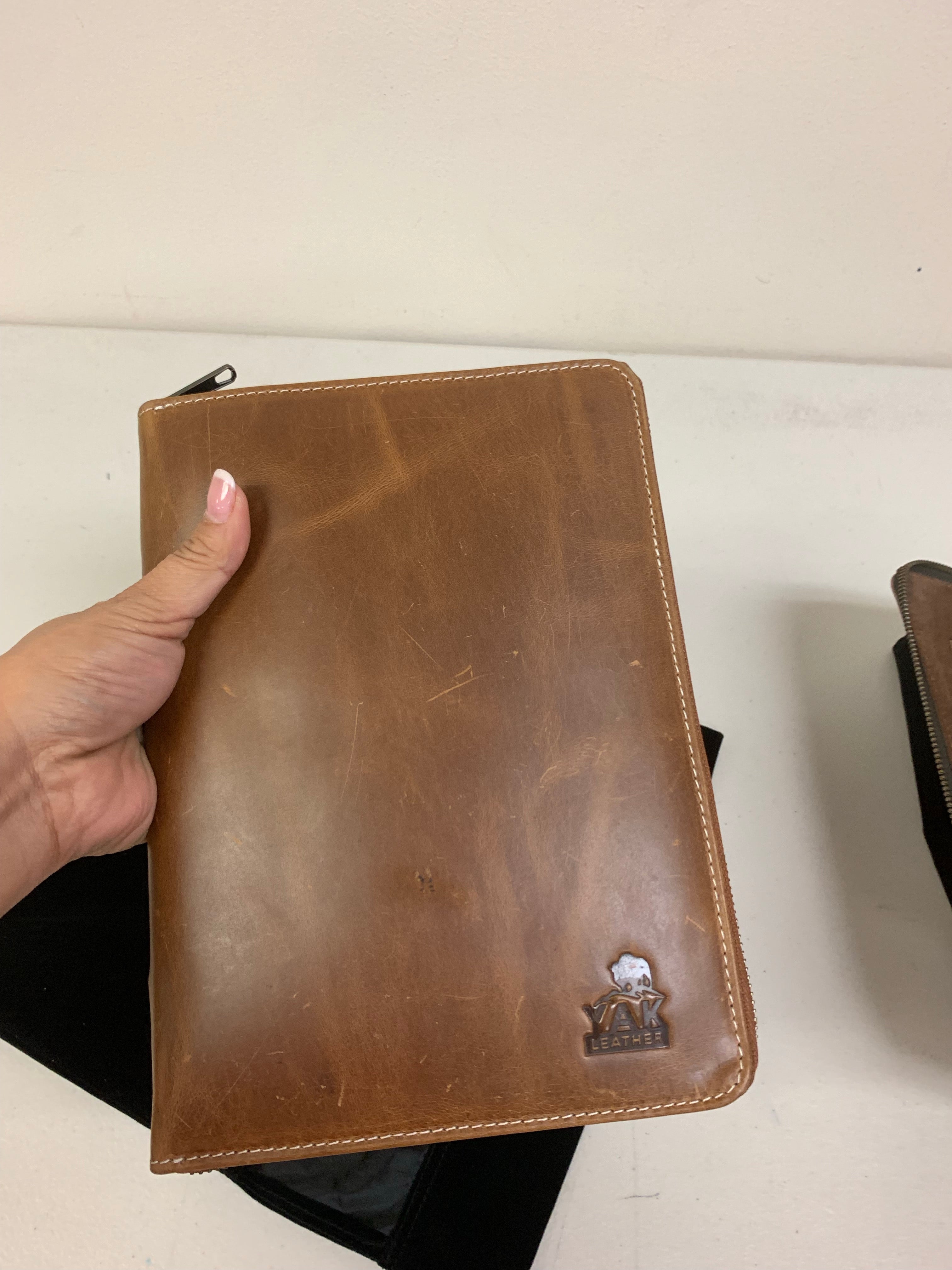 Pen Boutique Yak Leather A5 Zipped Folio - Crazy Horse-Tan-Pen Boutique Ltd