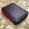Pen Boutique Yak Leather 12 Pen Zipped - Chrome tanned-Black/Red-Pen Boutique Ltd