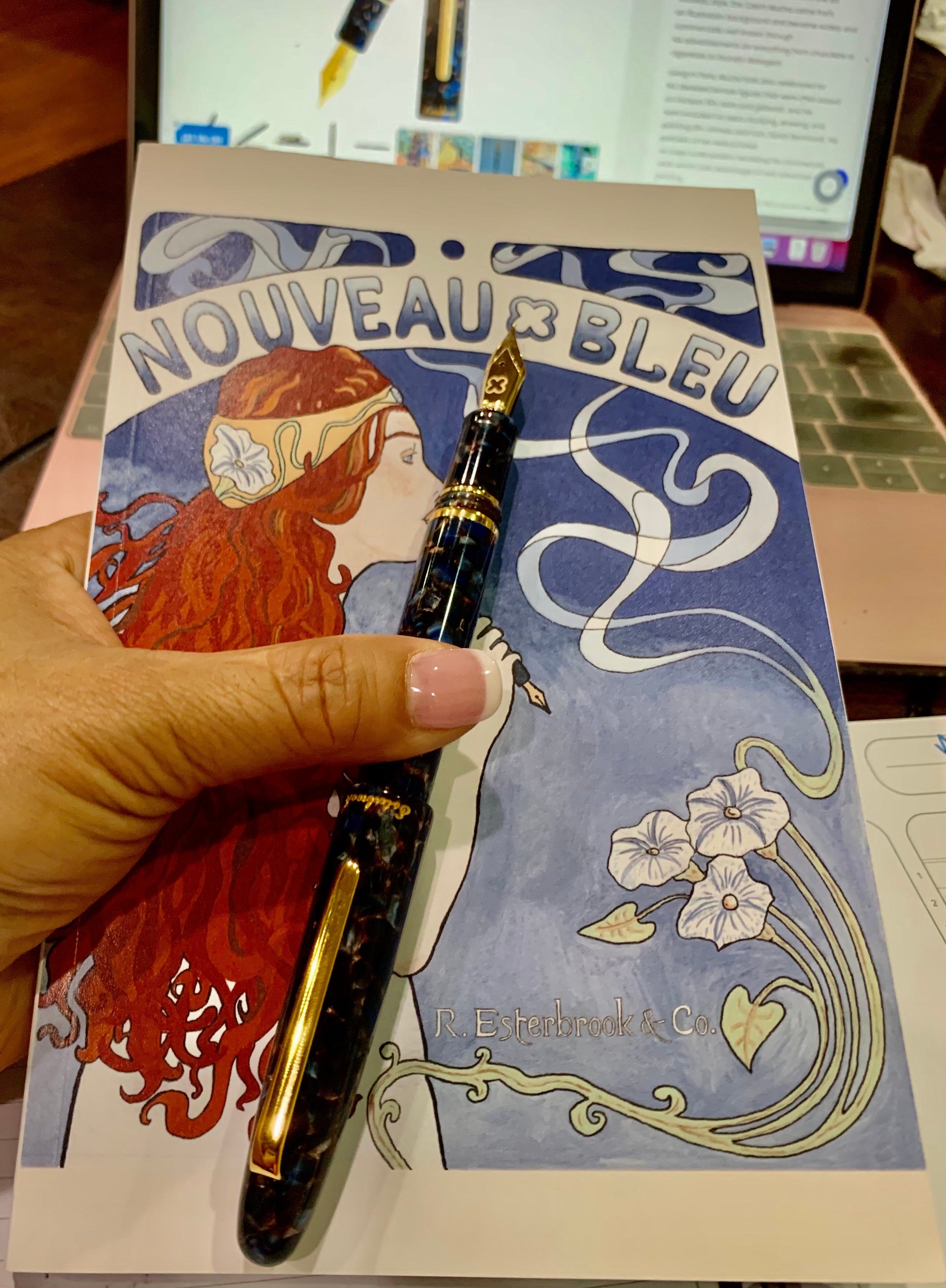 Esterbrook Estie Rollerball Pen - Nouveau Bleu - Gold Trim-Pen Boutique Ltd