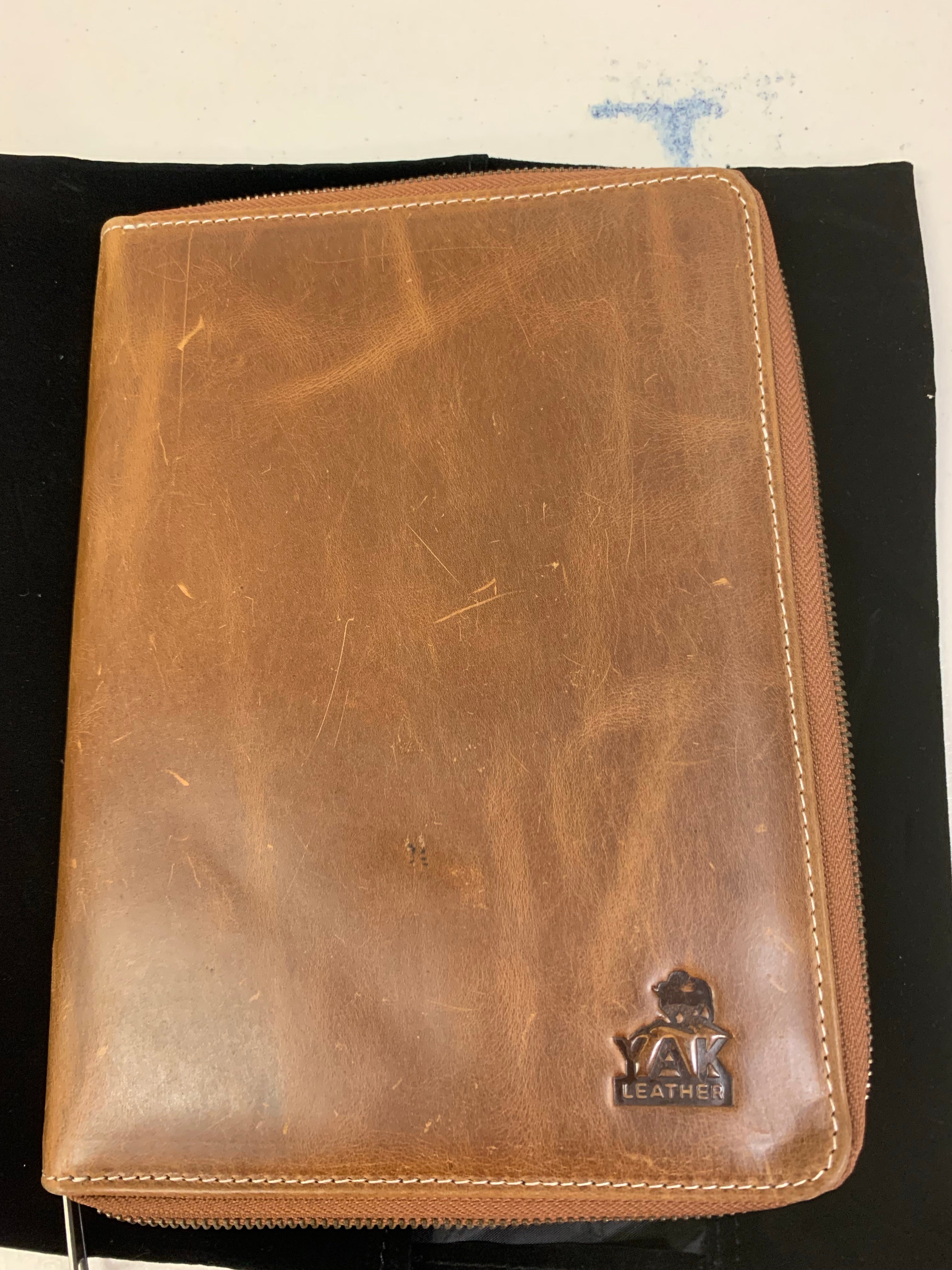 Pen Boutique Yak Leather A5 Zipped Folio - Crazy Horse-Tan-Pen Boutique Ltd