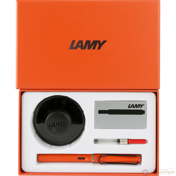 Lamy Safari Gift Set - Terra Red Fountain Pen & Black Ink-Pen Boutique Ltd