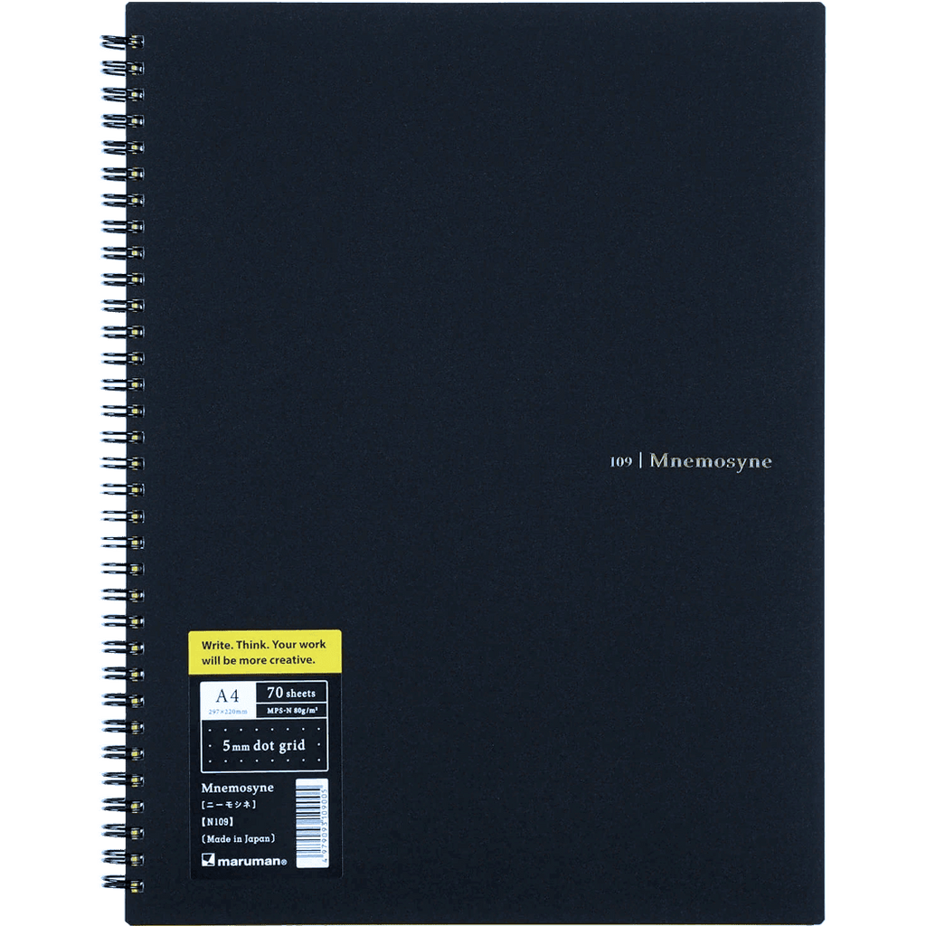 Maruman Mnemosyne Notebooks - Black - Dot - A4 - Pen Boutique Ltd