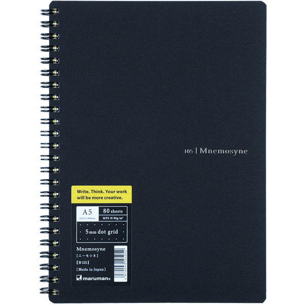 Maruman Mnemosyne Notebooks - Black - Dot - A5-Pen Boutique Ltd