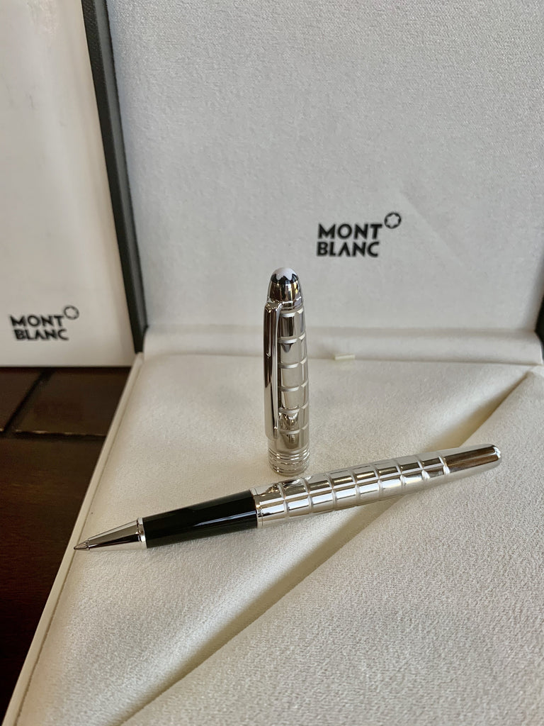 Montblanc 163 Solitaire Rollerball Pen - Platinum plated Facet-Pen Boutique Ltd