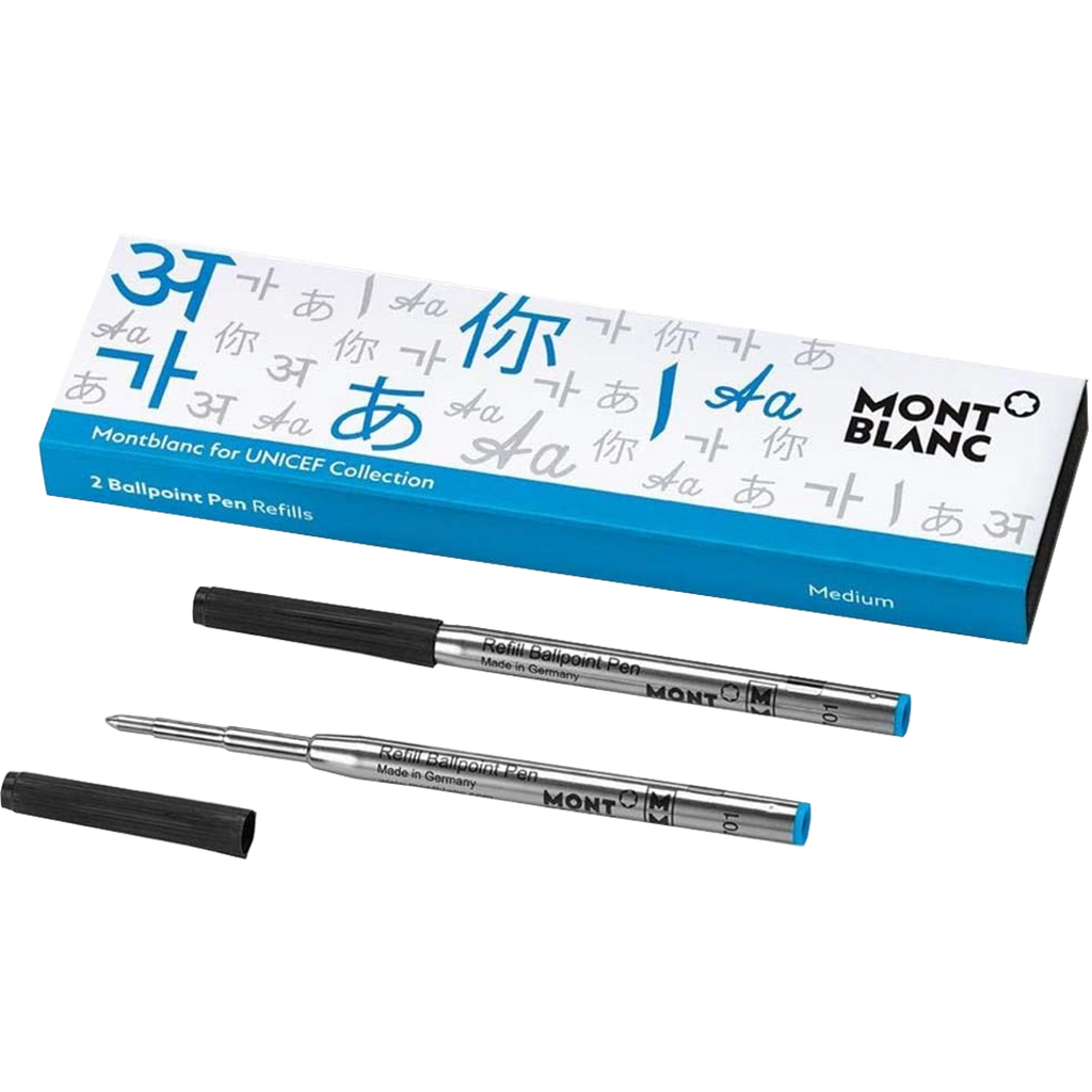 Montblanc Ballpoint Refill - UNICEF Blue - Medium (2 Per Pack)-Pen Boutique Ltd