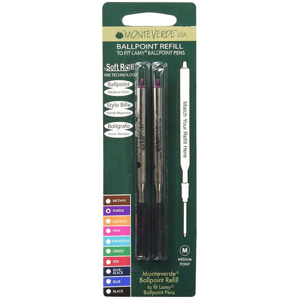 Monteverde Ballpoint refill to fit Lamy pen - Purple Medium 2 per pack-Pen Boutique Ltd