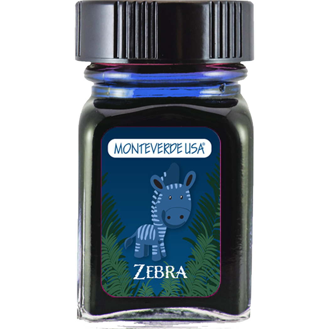 Monteverde Ink Bottle - Jungle Zebra (Blue) - 30 ml-Pen Boutique Ltd