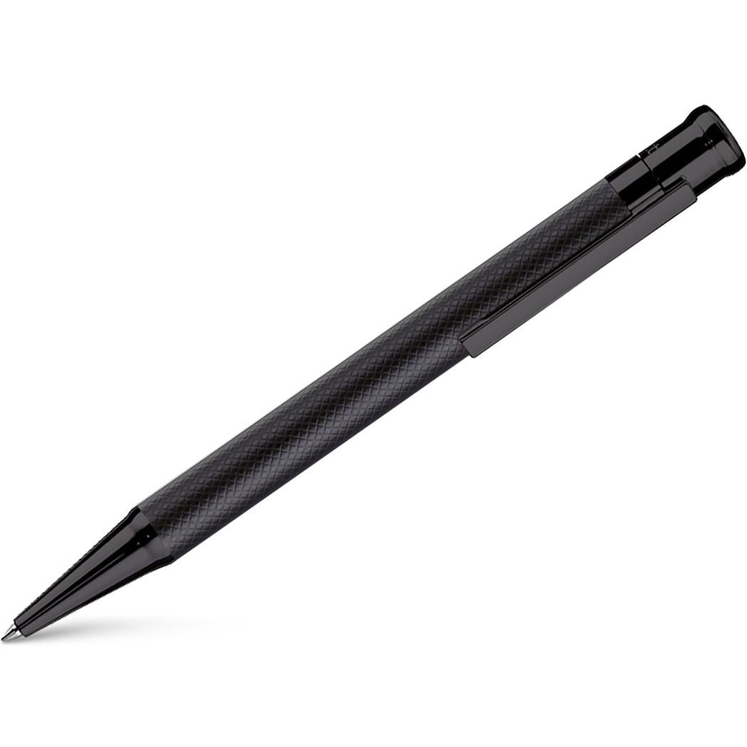 Otto Hutt Design 4 Ballpoint Pen - Black Matt Guilloche-Pen Boutique Ltd