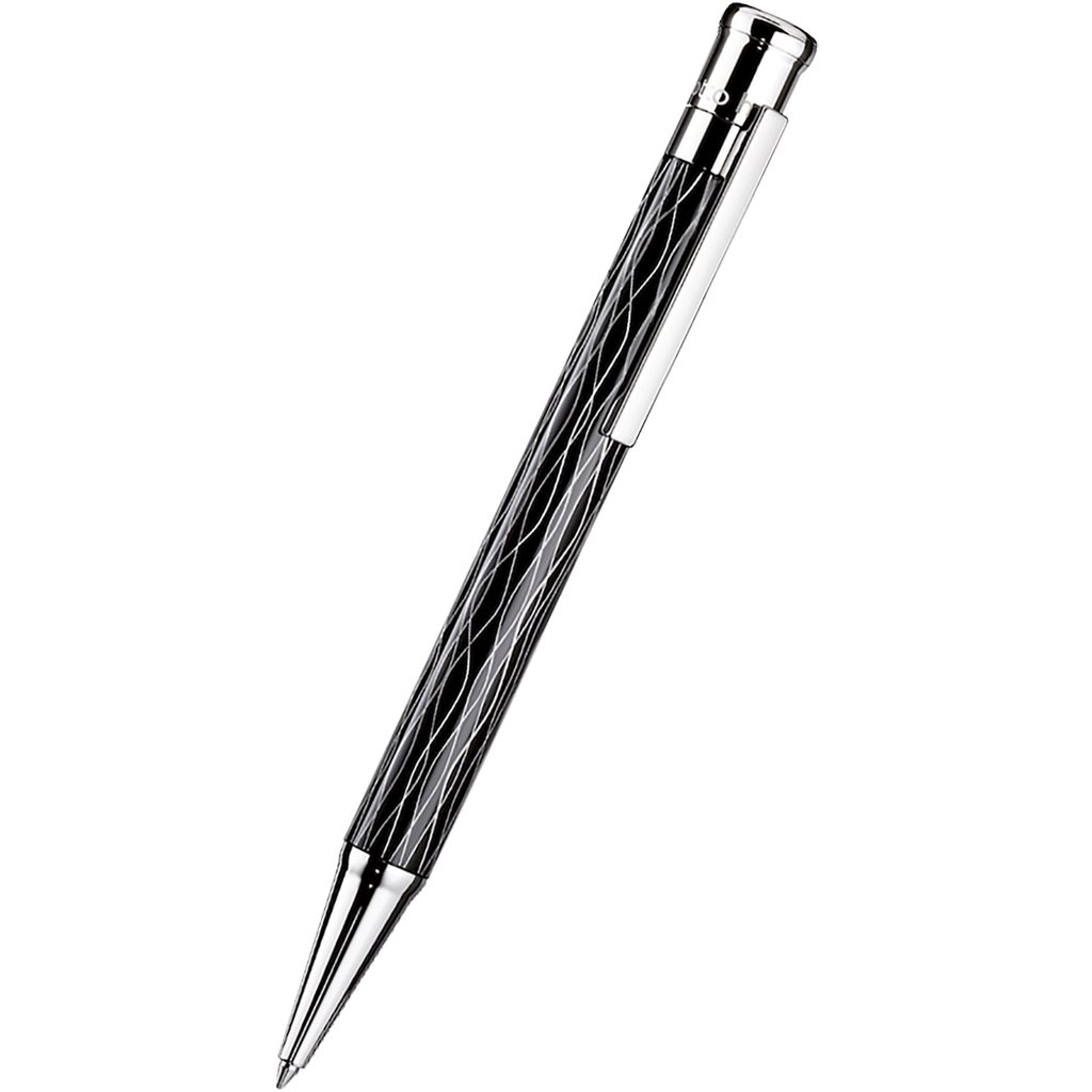 Otto Hutt Design 4 Ballpoint Pen - Black Wave - Platinum Trim-Pen Boutique Ltd