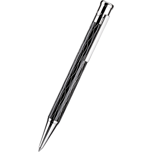 Otto Hutt Design 4 Ballpoint Pen - Black Wave - Platinum Trim-Pen Boutique Ltd