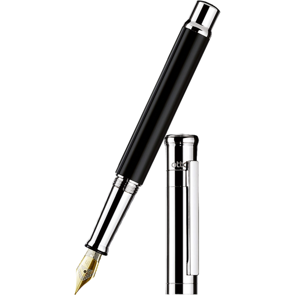 Otto Hutt Design 4 Fountain Pen - Black - Platinum Trim - 18K Gold Nib-Pen Boutique Ltd