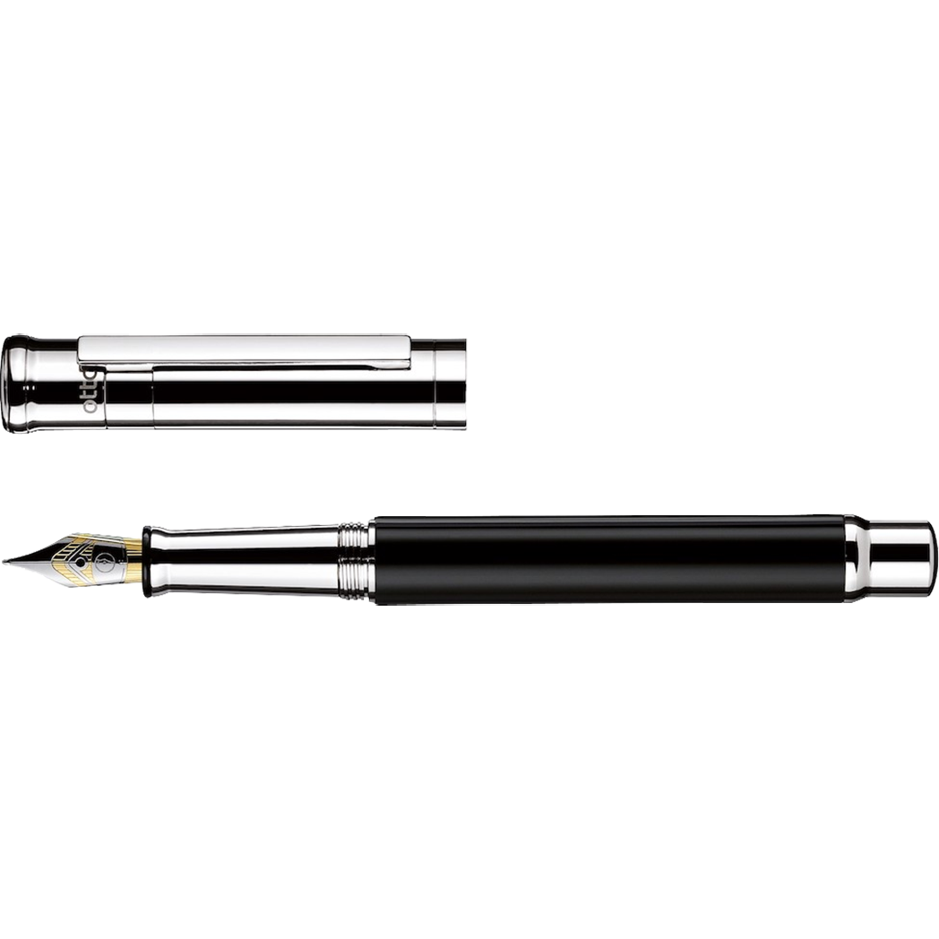 Otto Hutt Design 4 Fountain Pen - Black - Platinum Trim - Steel Nib-Pen Boutique Ltd