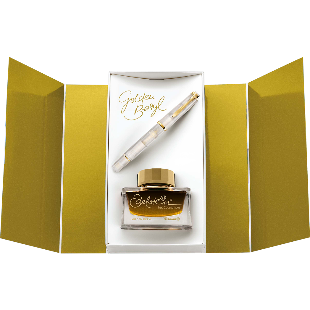 Pelikan Classic Gift Set - Special Edition - M200 Golden Beryl (Includes Fountain Pen & Ink Bottle)-Pen Boutique Ltd