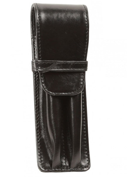 Aston Leather Black Finger Style Double Pen Case-Pen Boutique Ltd